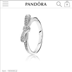 Size 7.5 Pandora Sparkling Bow Ring